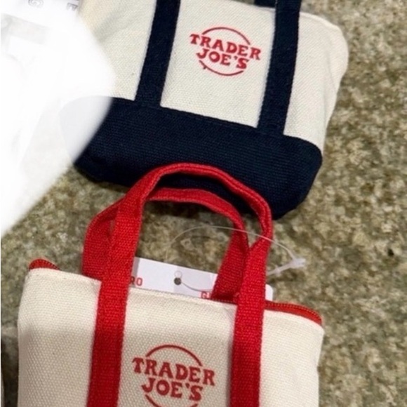 Trader Joe'S Handbags - Trader Joe's mini Canvas Tote Bag - Cream & Red